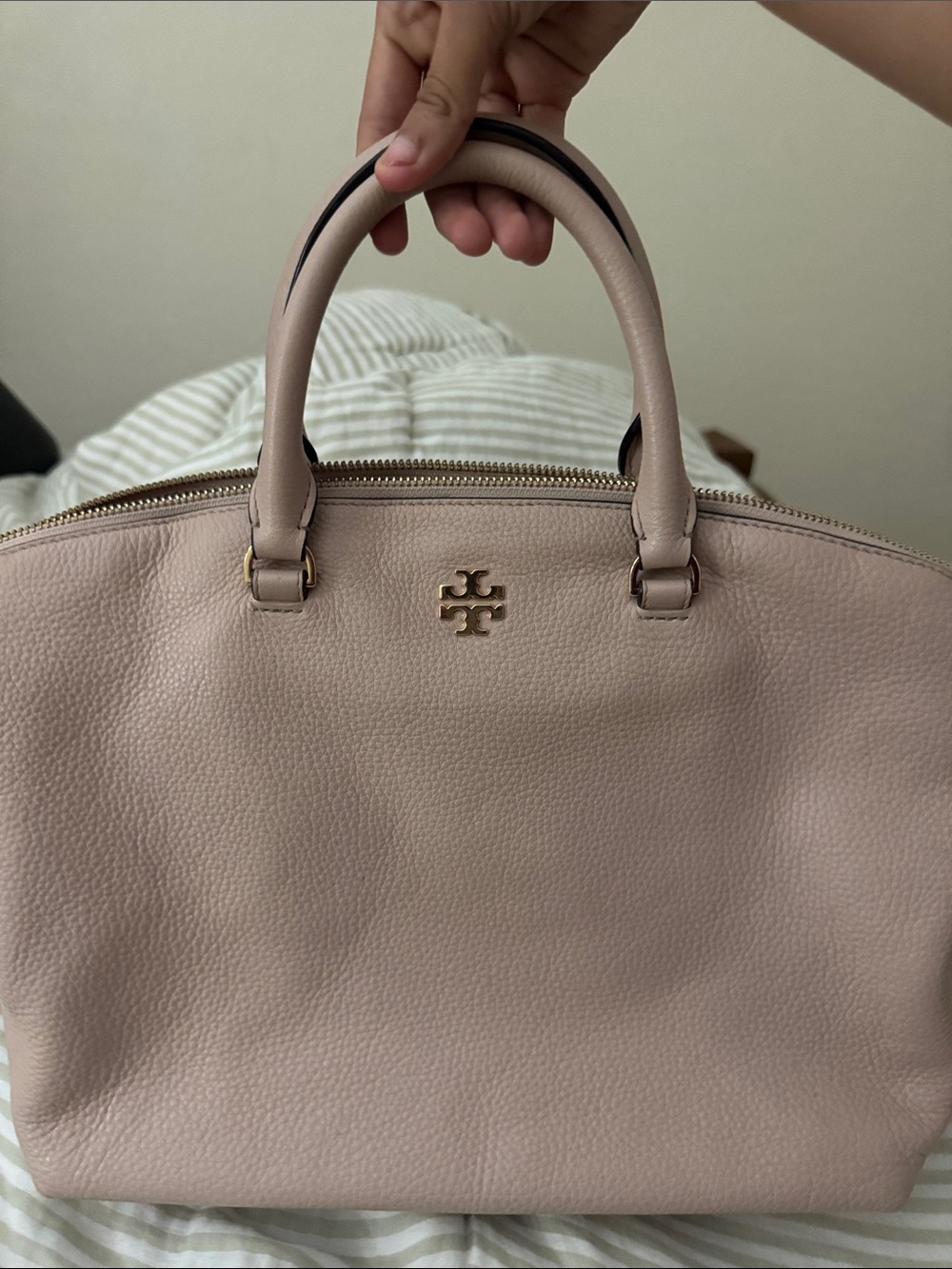 Tory Burch Blush Pink Pebble Leather Satchel